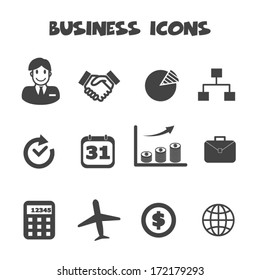 business icons, mono vector symbols