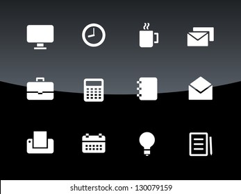 Business Icons on black background. Vector illustration.