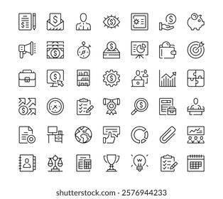 Business icons. Outline symbols collection. Premium vector line icons set