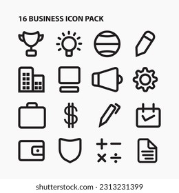 Business  Icons pack  Black and White vector illustration  with basic icon 