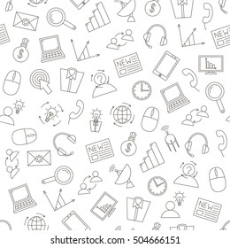 It Business Icons Pattern On White Background