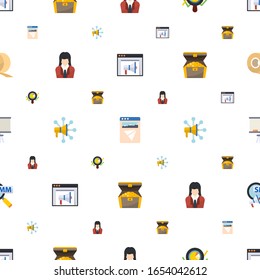 business icons pattern seamless. Included editable flat Banner Ads, Landing page, Marketing analytics, businesswoman, Advertising Networks icons. business icons for web and mobile.