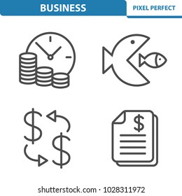 Business Icons. Professional, pixel perfect icons optimized for both large and small resolutions. EPS 8 format. 5x size for preview.
