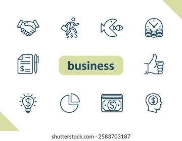 Business icons. Savings, investment, investing, finance vector icon set