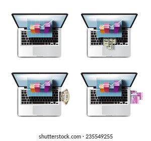 Business icons. Schedule of business development