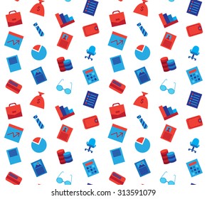 Business icons seamless pattern. Office and document symbols. Vector