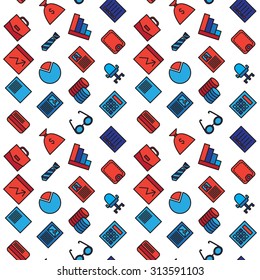 Business icons seamless pattern. Office and document symbols. Vector