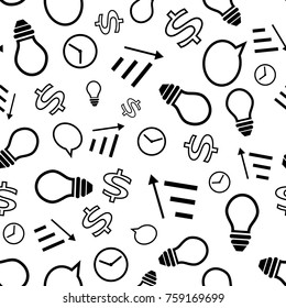 Business icons seamless vector. Business seamless background