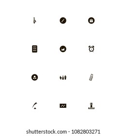 Business icons set. alarm clock, pen, watch and tie