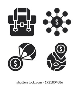 business icons set = briefcase, investment, insurance money, pin. Perfect for website mobile app, app icons, presentation, illustration and any other projects.