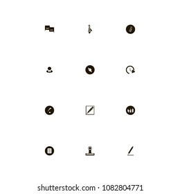 Business icons set. brush, clock, paper clip and speech bubbles