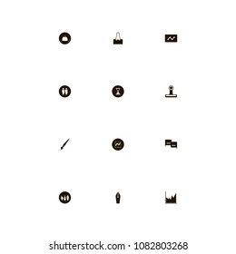 Business icons set. brush, writing, diagram and bag