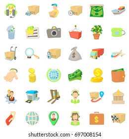 Business icons set. Cartoon style of 36 business vector icons for web isolated on white background