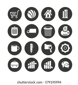 business icons set in circle button style
