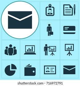 Business Icons Set. Collection Of Contract, Presentation Board, Payment And Other Elements. Also Includes Symbols Such As Letter, Identification, Card.