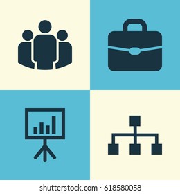 Business Icons Set. Collection Of Hierarchy, Group, Suitcase And Other Elements. Also Includes Symbols Such As Hierarchy, Team, Suitcase. Business Icons Set. Collection Of Hierarchy, Group, Suitcase And Other Elements. Also Includes Symbols Such As Hierarchy, Team, Suitcase.