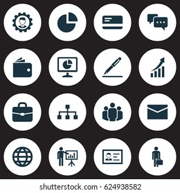 Business Icons Set. Collection Of Hierarchy, Pen, Increasing And Other Elements. Also Includes Symbols Such As Pie, Signing, Suitcase.