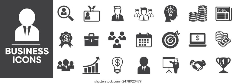 Business Icons Set, Containing All Business Icons Outlines, Vector Illustration Collection Editable eps10