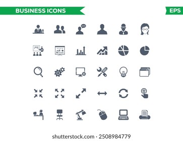 Business Icons Set, Containing All Business Icons Outlines, Vector Illustration Collection eps10