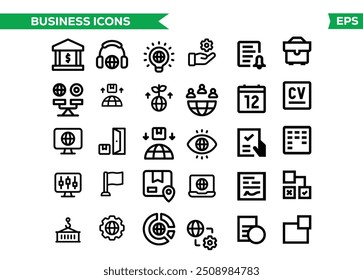 Business Icons Set, Containing All Business Icons Outlines, Vector Illustration Collection eps10
