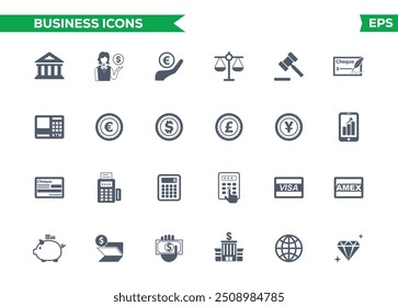 Business Icons Set, Containing All Business Icons Outlines, Vector Illustration Collection eps10