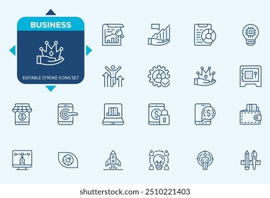 Business Icons Set, Containing All Business Icons Outlines, Vector Illustration Collection eps10
