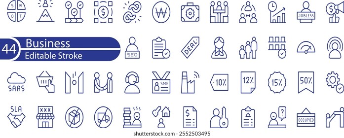 Business Icons Set, Containing All Business Icons Outlines