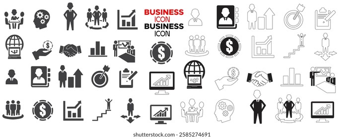 Business Icons Set, Containing All Business Icons Outlines, Vector Illustration Collection...