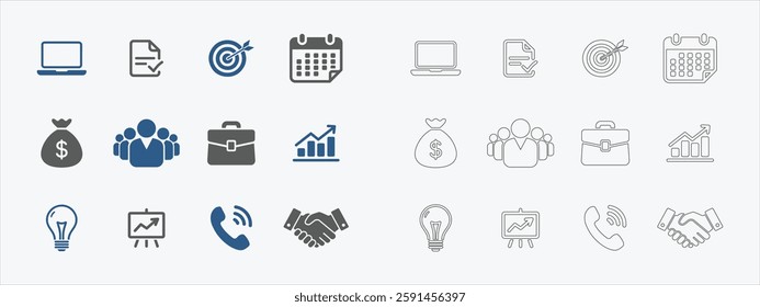 Business Icons Set. Editable vector icon. Perfect for web and app interfaces, presentations, info graphics, etc. 
