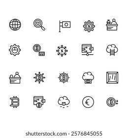 Business icons set. Business and Finance web icons in line style. Money, bank, contact, infographic. Icon collection. Vector illustration.
