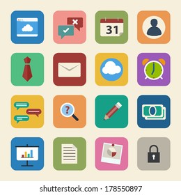 Business icons set. Flat design for Web and Mobile Applications.