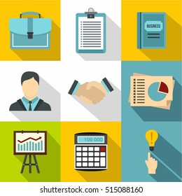 Business icons set. Flat illustration of 9 business vector icons for web