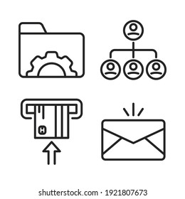 conjunto de iconos de negocio = carpeta, jerarquía, equipo de atm, correo electrónico. Perfecto para aplicaciones móviles de sitios web, iconos de aplicaciones, presentación, ilustración y cualquier otro proyecto.