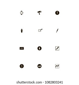 Business icons set. graphic, writing, schedule and painting