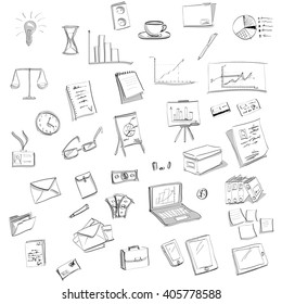 Business icons set.  hand graphic