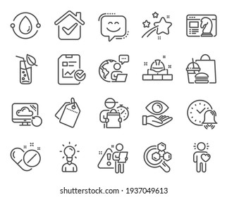 Business icons set. Included icon as Smile face, Education, Alarm bell signs. Vector