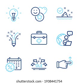 Business icons set. Included icon as Skin care, Inspiration, Ole chant signs. Vector