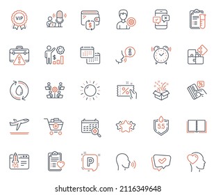 Business icons set. Included icon as Support, Refill water and Phone survey web elements. Gift, Approved, Friend icons. Credit card, Book, Employees wealth web signs. Vip award, Parking. Vector