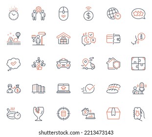 Business icons set. Included icon as Bread, Delivery and Work home web elements. Salary, Wholesale goods, Painter icons. Fragile package, Payment methods, Buildings web signs. Sleep. Vector