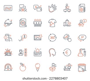 Business icons set. Included icon as Text message, Ice cream and Lgbt web elements. Download photo, Head, 360 degree icons. Call center, Friendship, Apartment insurance web signs. Vector