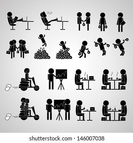 Business Icons Set - Isolated On Gray Background - Vector Illustration, Graphic Design Editable For Your Design. Logo Symbols