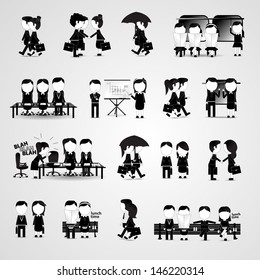 Business Icons Set - Isolated On Gray Background - Vector Illustration, Graphic Design Editable For Your Design
