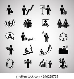 Business Icons Set - Isolated On Gray Background - Vector Illustration, Graphic Design Editable For Your Design. Business Logo