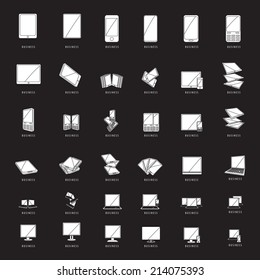 Business Icons Set - Isolated On Black Background - Vector Illustration, Graphic Design Editable For Your Design