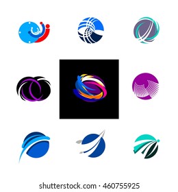 Business Icons Set - Isolated On Background - Vector Illustration, Graphic Design Editable For Your Design. Business Logo. Spiral movement and rotation. Design elements set. Vector art