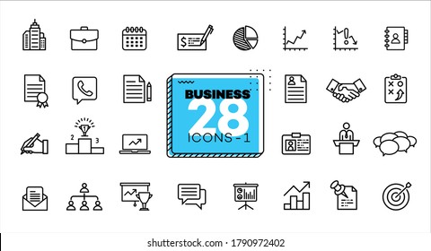 Business icons set. Line, flat, vector icons for mobile applications, buttons and website design. Illustration isolated on white background. Collection modern logo, app, infographic with EPS 10 format