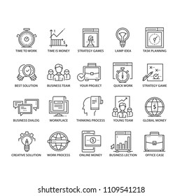 Business icons set. Line thin elements