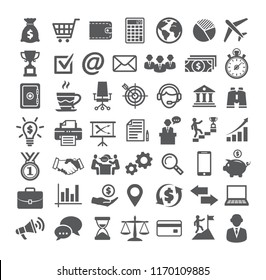 Business icons set. Icons for business, management, finance, strategy, marketing on white