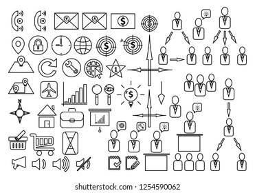 Business icons set. Icons for business, management, finance, strategy, marketing.