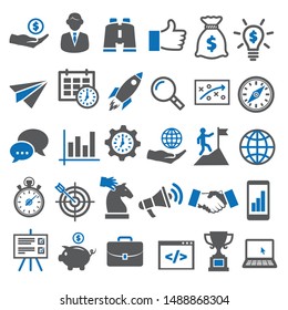 Business icons set. Icons for business, management, finance, strategy, marketing.